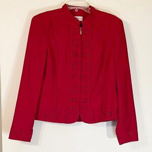 Conrad C Collection Womens Size 10 Red Faux Suede Full Zip Long Sleeve Jacket